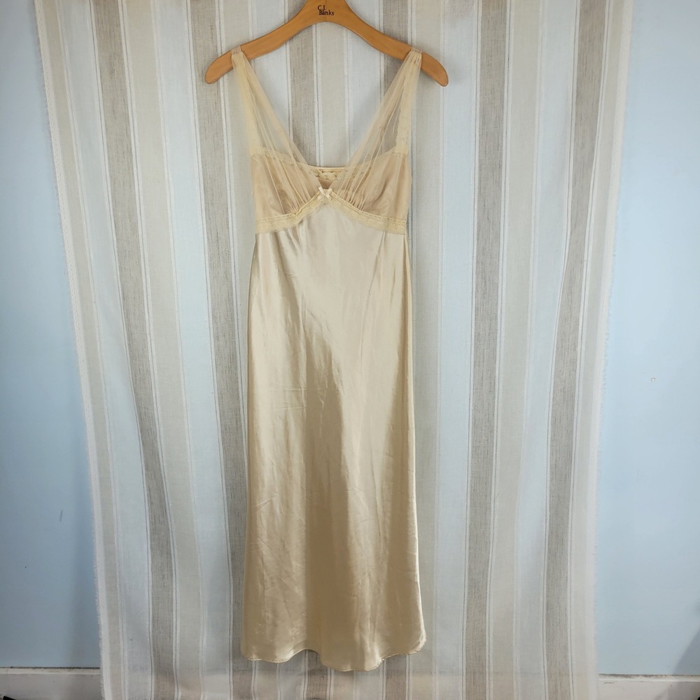 Vintage Flora Nikrooz Sheer Peignoir Robe Nightgown Cream Ivory Size Large/XL - Picture 9 of 16
